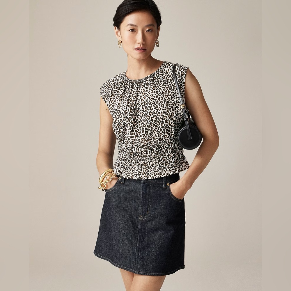 J.Crew Hyacinth top in leopard cotton poplin CI551